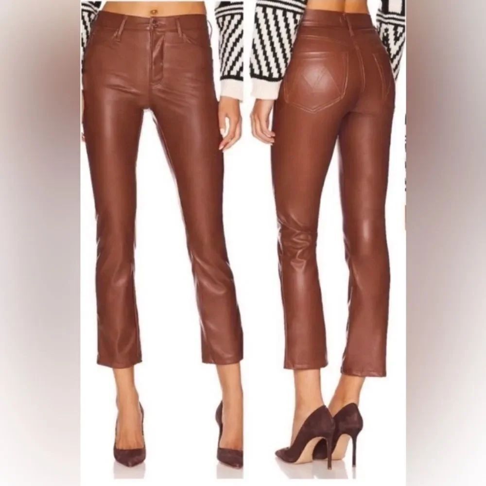 MOTHER The Mid Rise Dazzler Ankle Faux Leather Jeans 29